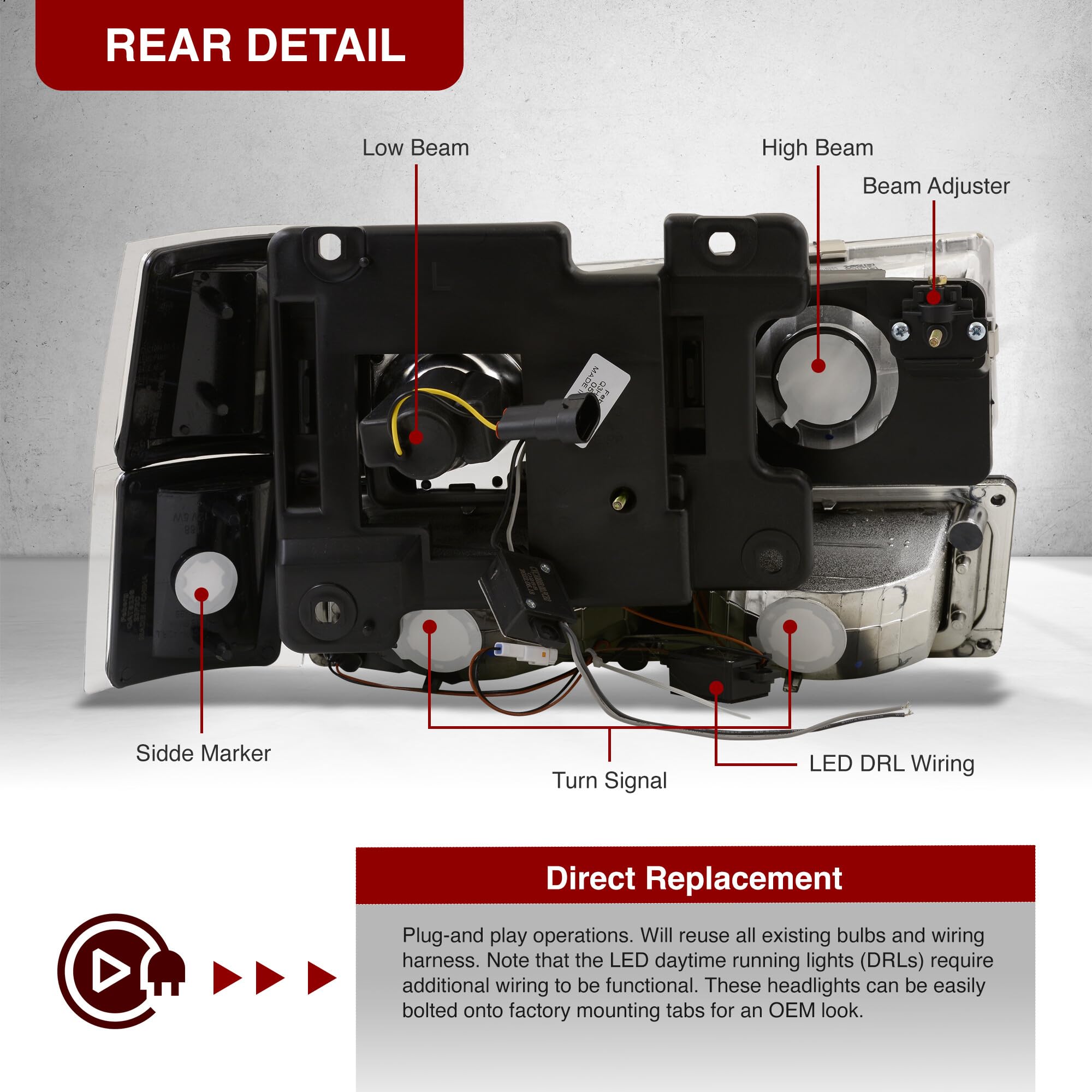 Amazon.com: AJP Distributors Black LED DRL Projector Head Lights +