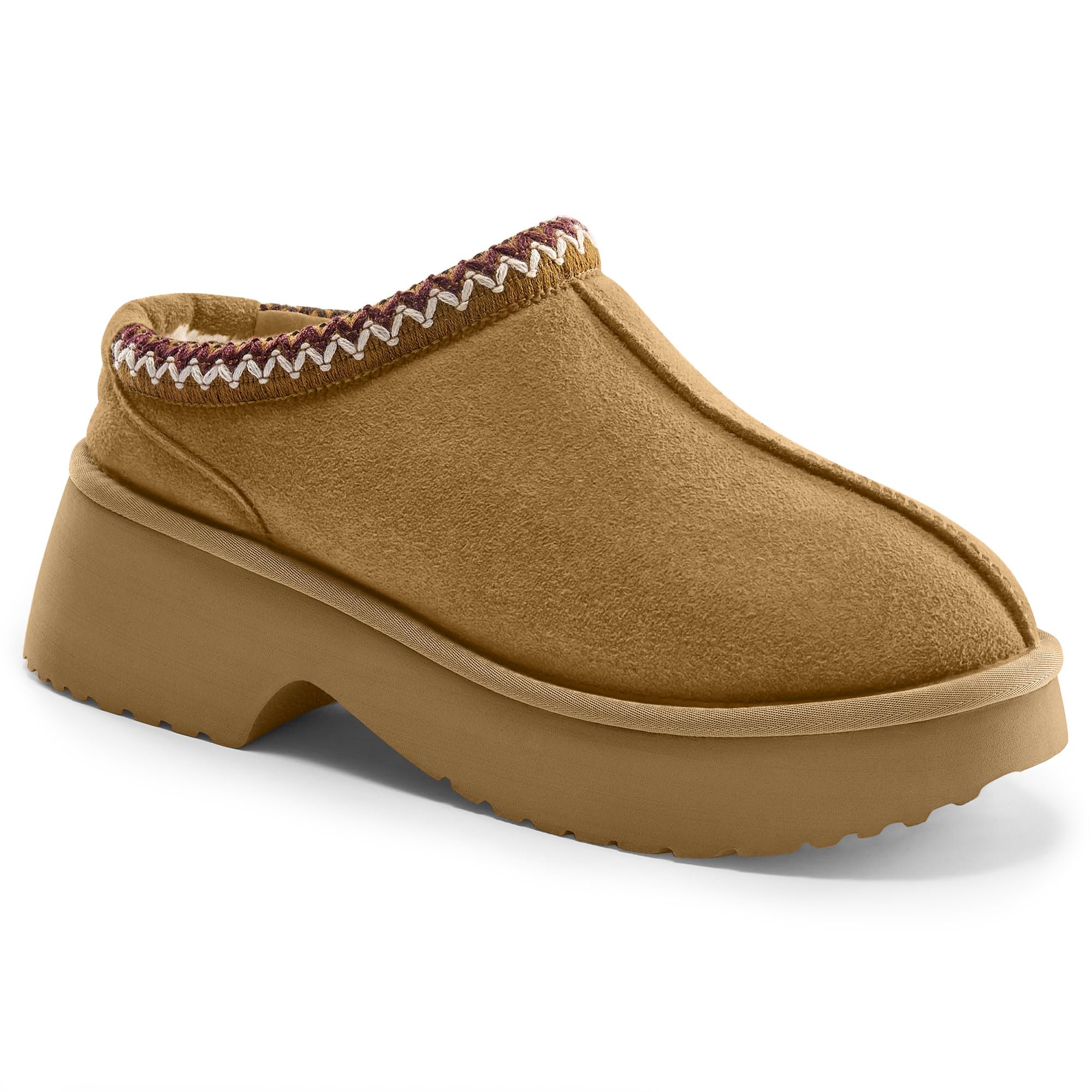Platform Clogs for Women Cozy Suede Fall Slippers with Warm Fur Lined Slip on Shoes Outdoor Indoor House-image-42