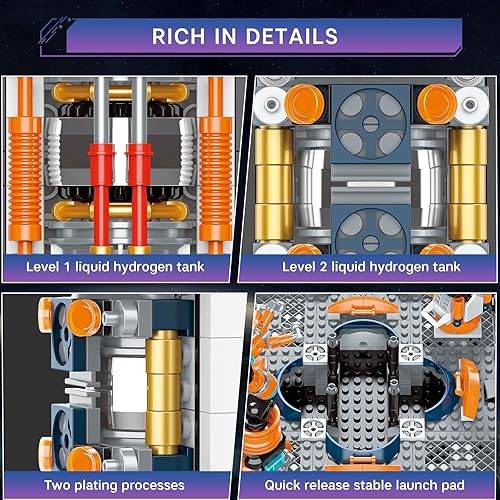 Miniatura 5 de YESHIN Kit de bloques de construcción de cohetes espaciales, juego de construcción de modelo de cohete creativo, juguete de regalo para niños a