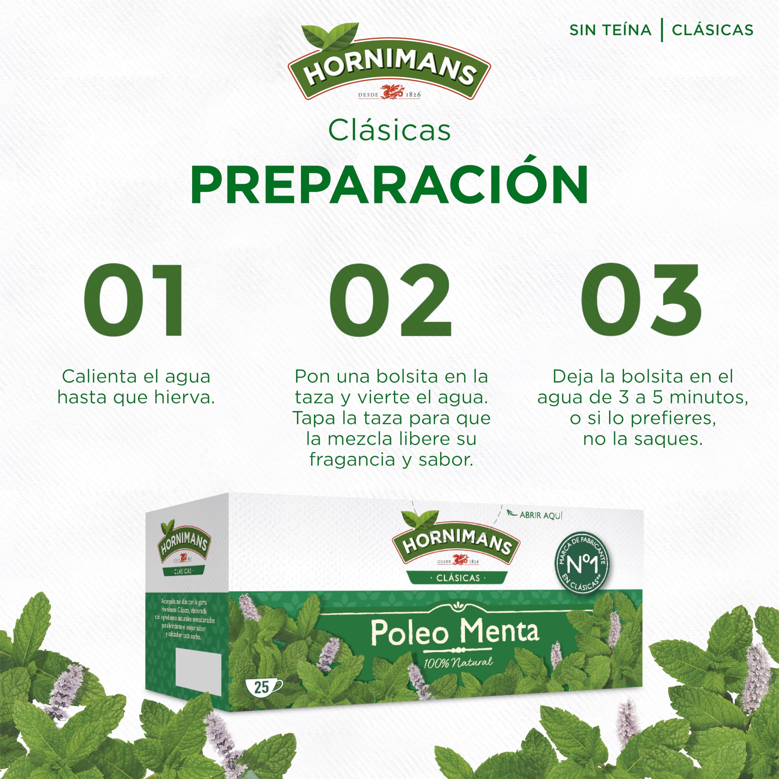 Hornimans Poleo Menta Infusión 25 bolsitas Sin Teína 100% Natural
