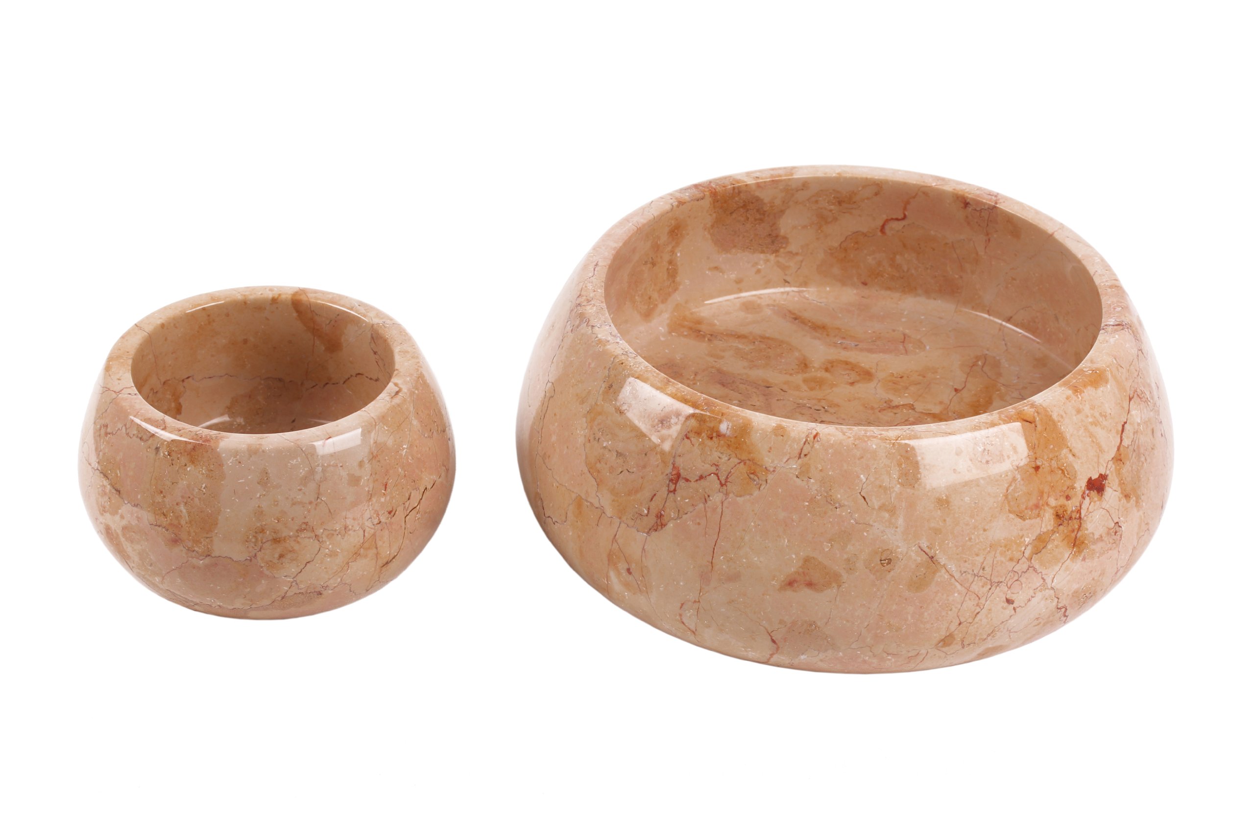 Sehr elegante Schale Schüssel Dekoschale massiv Marmor beige Oblique als Obstschale oder Salatschüssel Ø 28cm 12cm Hoch, Schüssel mit Rund und schiefe Form