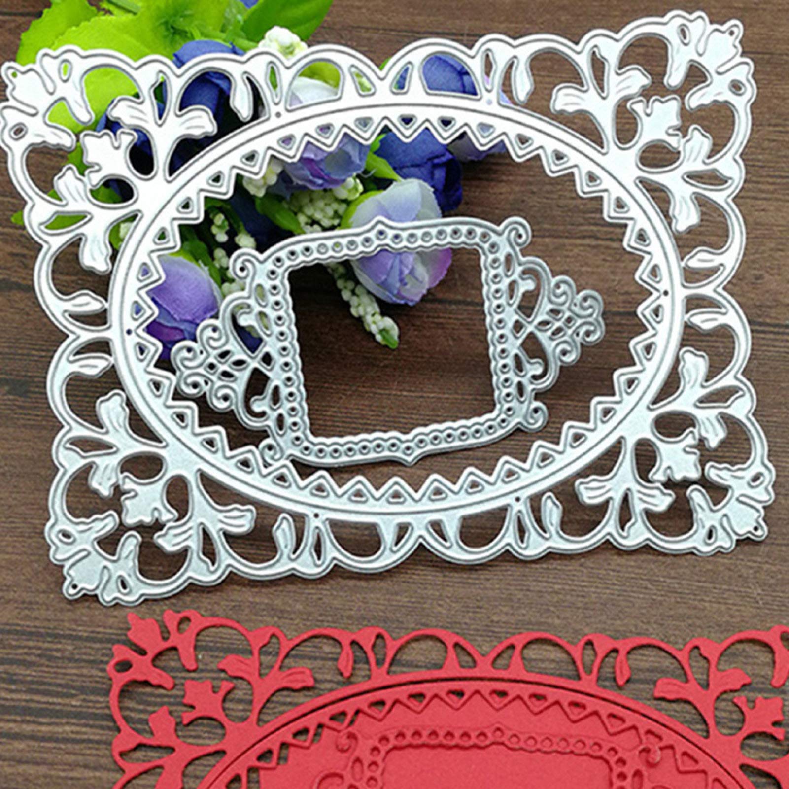 7 fustelle quadrate per la creazione di biglietti, fustelle per stencil per scrapbooking fai da te, album fotografici, decorazioni a goffratura, biglietti e modelli