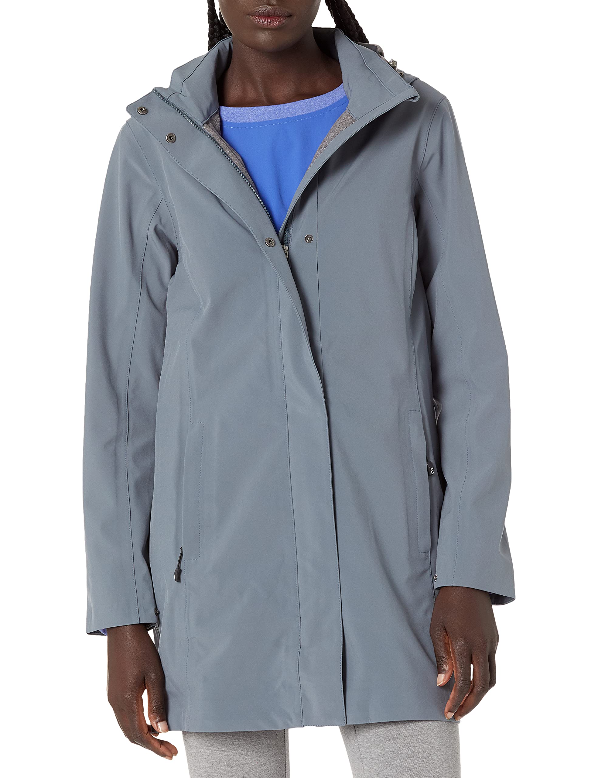 Cutter & BuckWomen's Ld Hooded Shell Waterproof and Wind Resistant Long Jacket