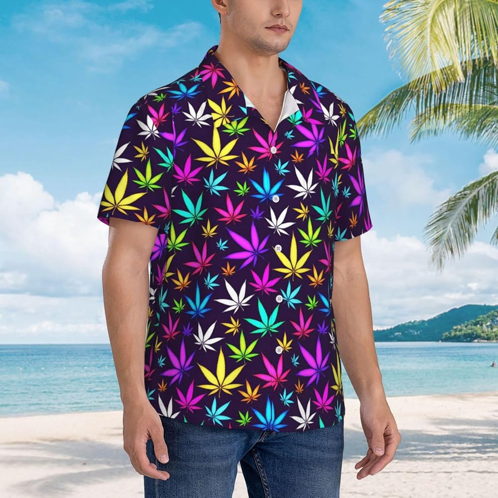 V.H.O. Funky Camicia Hawaiana Uomo – Maniche Corte, Tasca, Stampa Fiori Grandi, Taglie Fino A 12XL, Azzurro