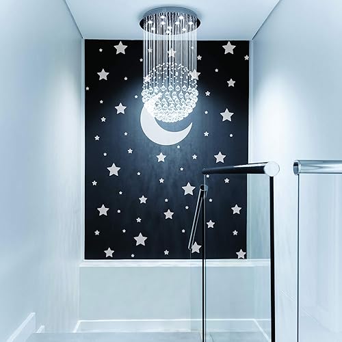 Miniatura 7 de Calcomanías de estrellas blancas – Decoración de papel tapiz de constelación de dormitorio con temática espacial – Calcomanías de habitación de bebé