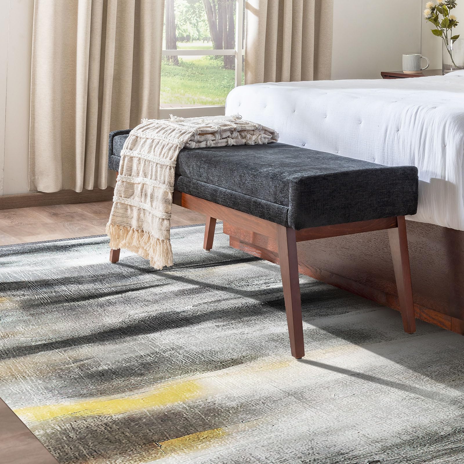 Vamcheer Tappeto Salotto Moderno Lavabile - Tappeto Soggiorno antiscivolo,Camera da Letto Pelo Corto, Tappeti Grande Sala da pranzo, ufficio, corridoio,120x170cm Nero/Oro