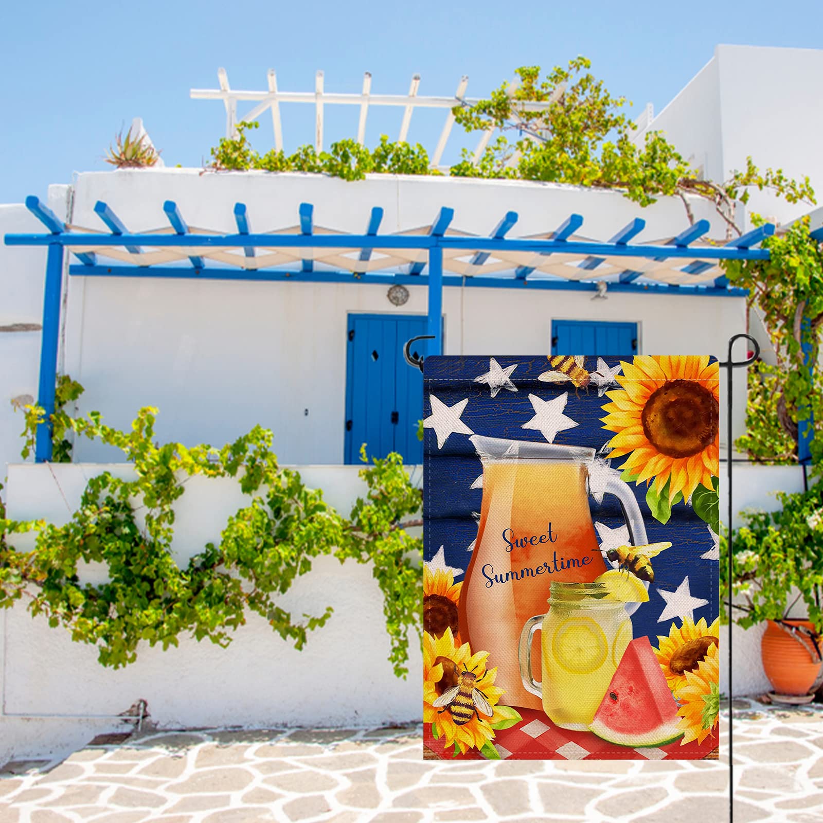 Dyrenson Sommer-Hausflagge Mit Wassermelone & Blumen – Doppelseitig, Wetterfest, Ca. 71x102 Cm Für Garten & Terrasse