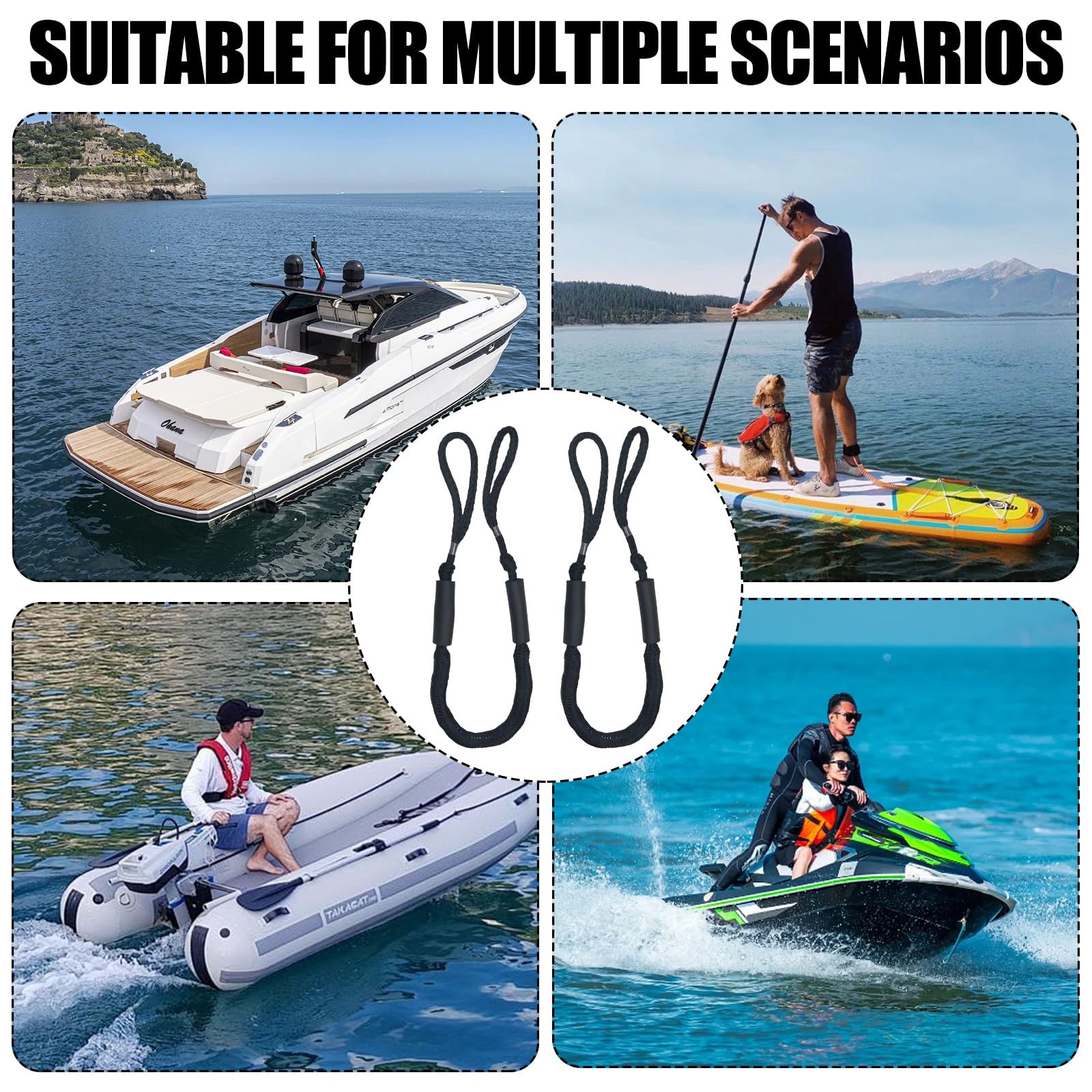 Bungee Dock Line Ormeggio,2 Pezzi 1.2M Cavi Per Ormeggio Per Barche,Linea Di Ormeggio,Accessori Per Barche,Cravatta Elastica In Barca Per Barche,Kayak,Pontone,Canoa