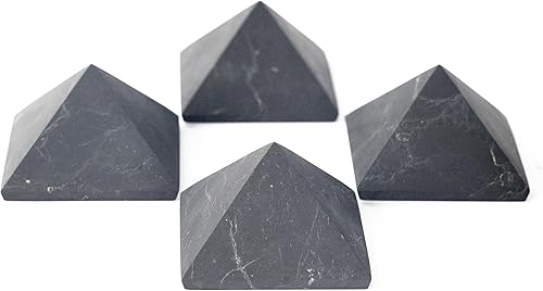 Karelian Heritage Pirámide de Shungite a granel  Protección de shungite de piedra negra sin pulir  Pirámide negra pequeña de 2 pulgadas (2.0 in)