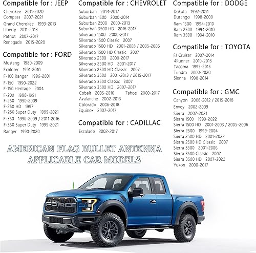 Miniatura 7 de Antena de bala para coche, accesorios de decoración exterior de camión, antena de reemplazo para vehículos de coche compatible con Ford F150, RAM