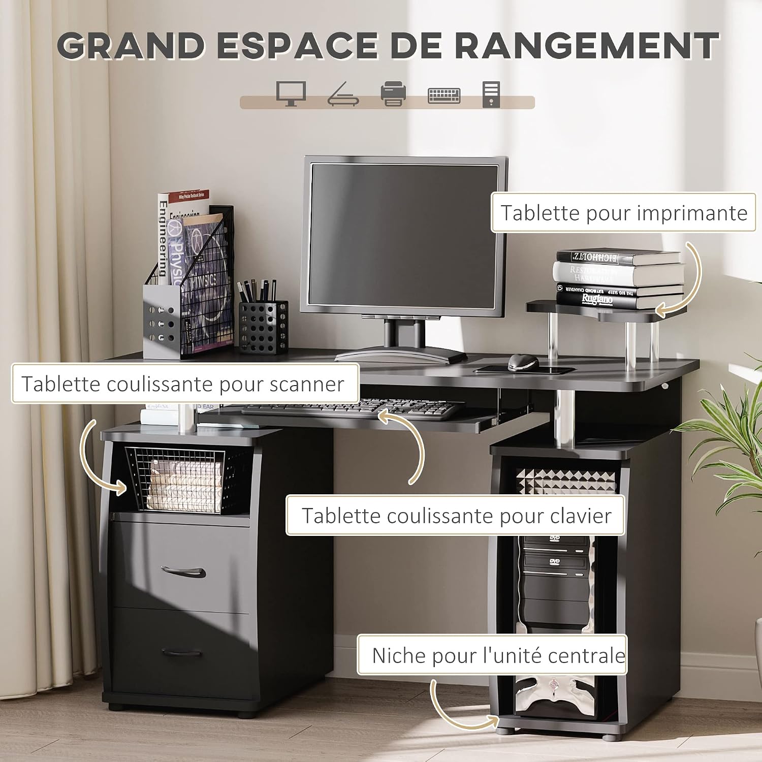 Desktop Computer Set With Label HOMCOM Computer Desk User Manual