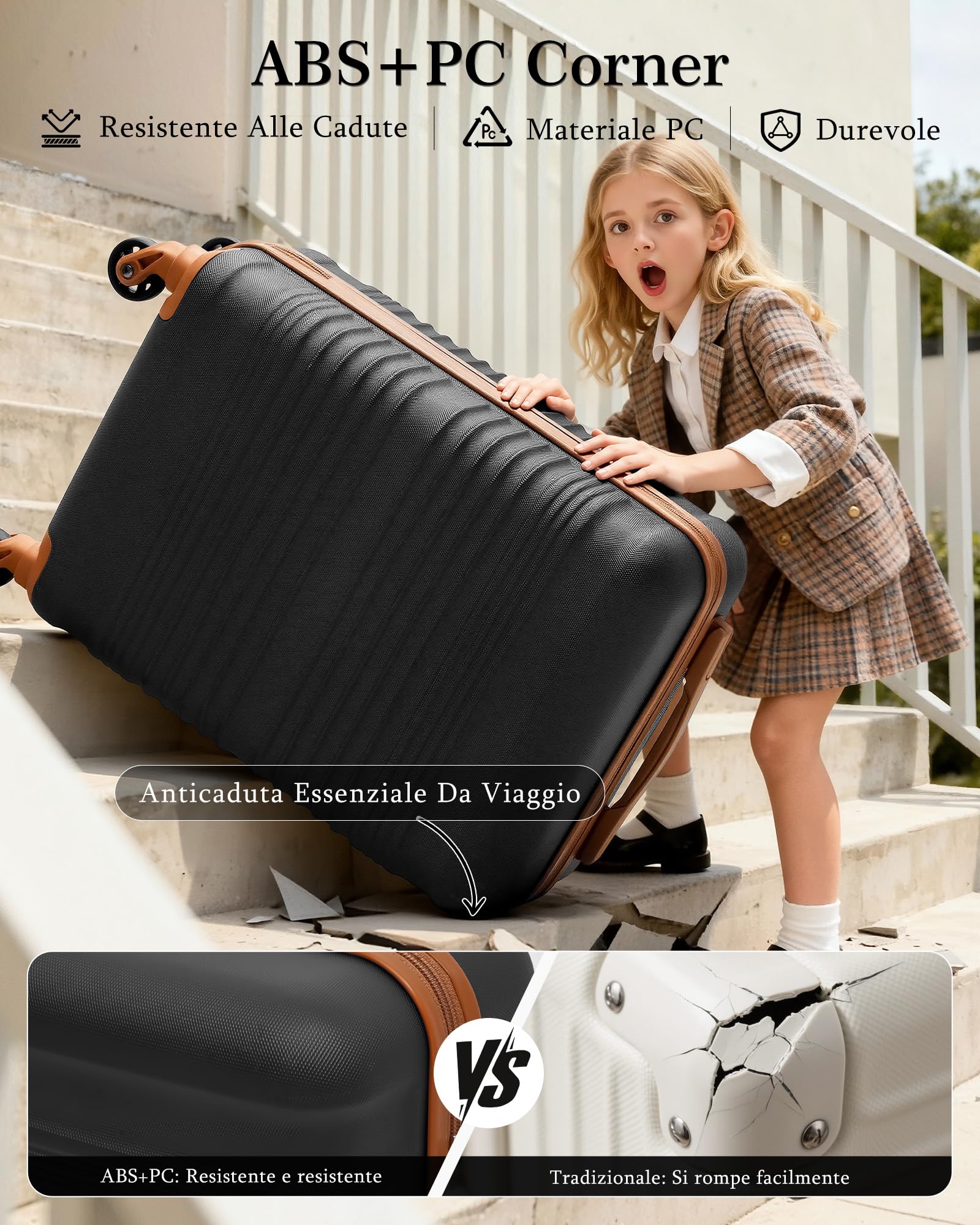 COOLIFE Valigia Cabina 55x40x20cm EasyJet Ryanair Bagaglio Mano Rigida | PC+ABS Lucchetto TSA 4 ruote, leggera e resistente – Ideale per priority boarding, viaggi d'affari, weekend & city break