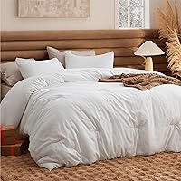 Bedsure Queen Comforter Set - Soft Prewashed White All Seasons Bedding, 3-Piece GentleSoft Lightweight Comforter 90x90" & Pillow Shams