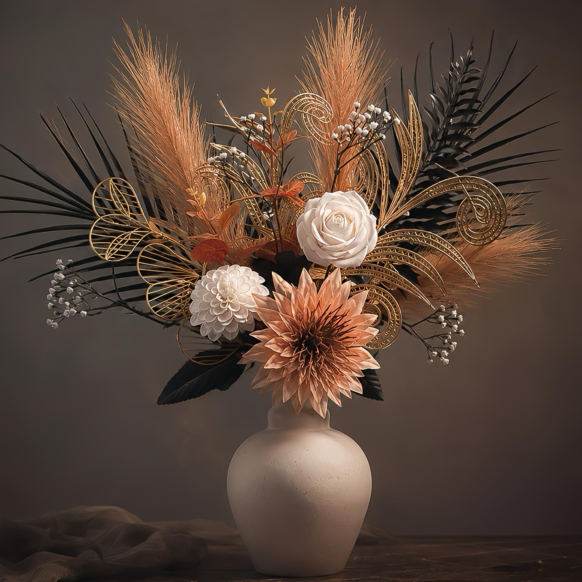 Black Gold artificial flower bouquet,15pcs Fall Home Decor Floral Art