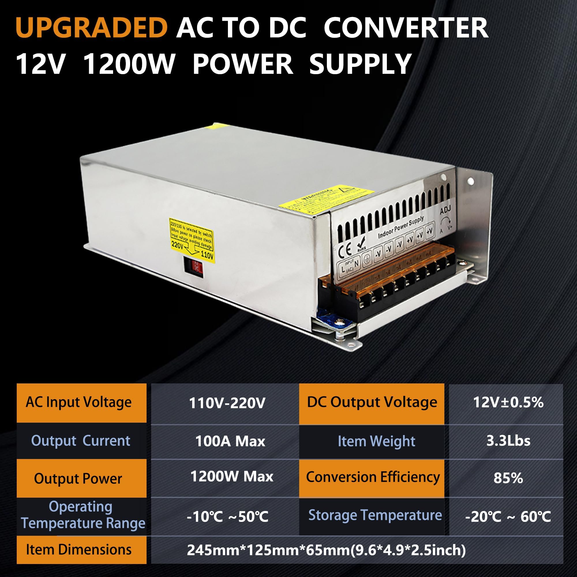 MEISHILE Adaptador De Fuente De Alimentación Conmutada De 36 V 16.6 A 600 W, Convertidor De Transformador De Ca A Cc Para Lampara De Tira De Luz De