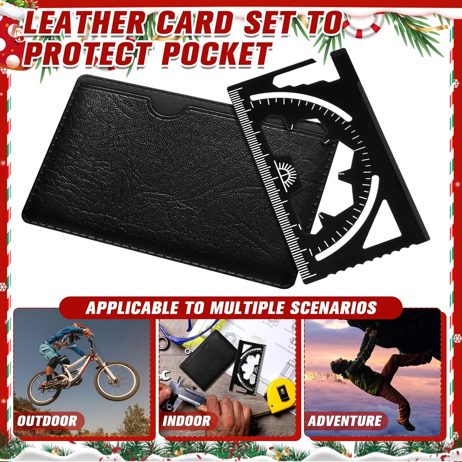 Cholemy 12 Pcs Credit Card Wallet Multitool 46 in 1 Metal Stainless Steel Survival Pocket Tool Multipurpose Bottle Opener Bulk for Men Christmas Stocking Stuffer Gift(Black,Chic Style) - Image 5