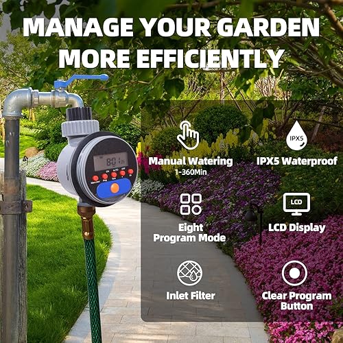 Miniatura 2 de Manguera Agua Grifo Temporizador Jardín Sistema de Riego Controlador de Riego Ordenador Impermeable Rojo