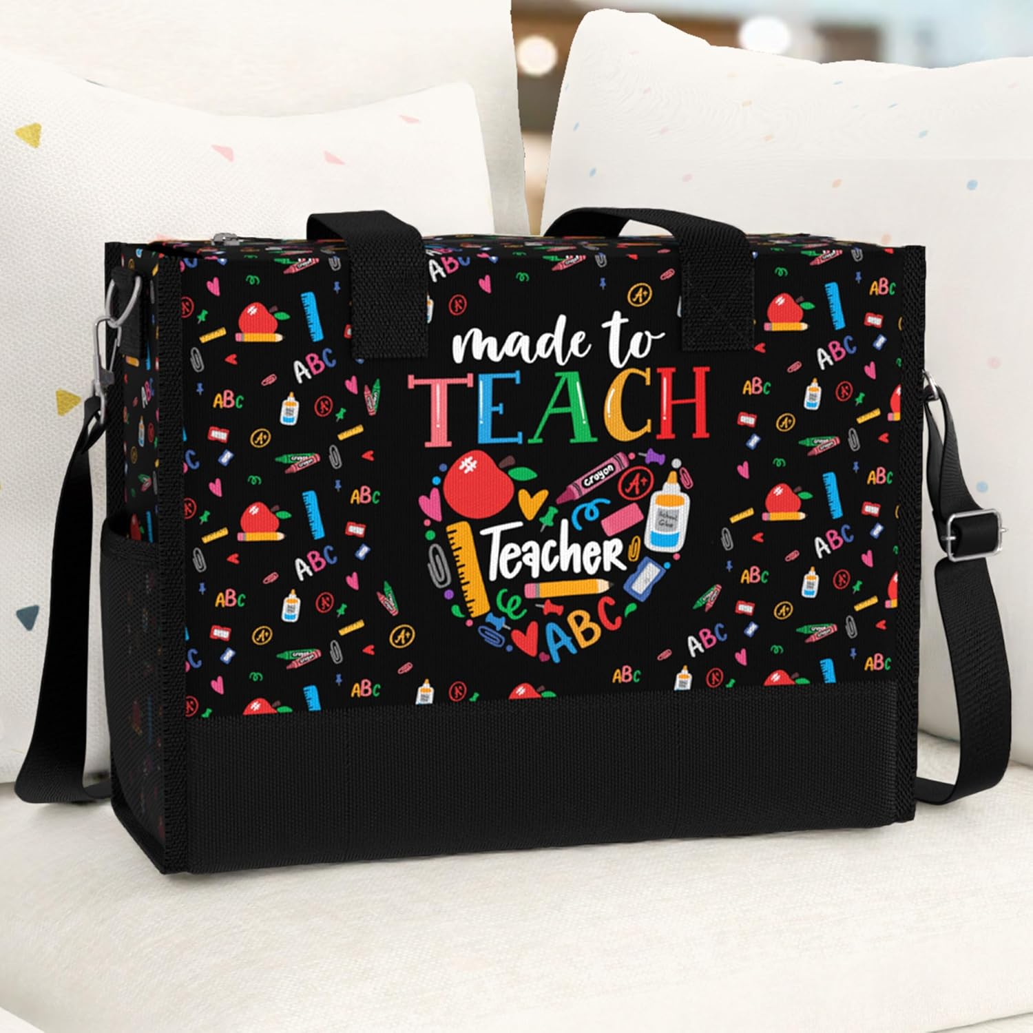 84hoods Large Waterproof Tote Bag with Pockets and Zipper for Travel, Work, Grocery. Gift for Women. Gift for Teacher. - Image 6