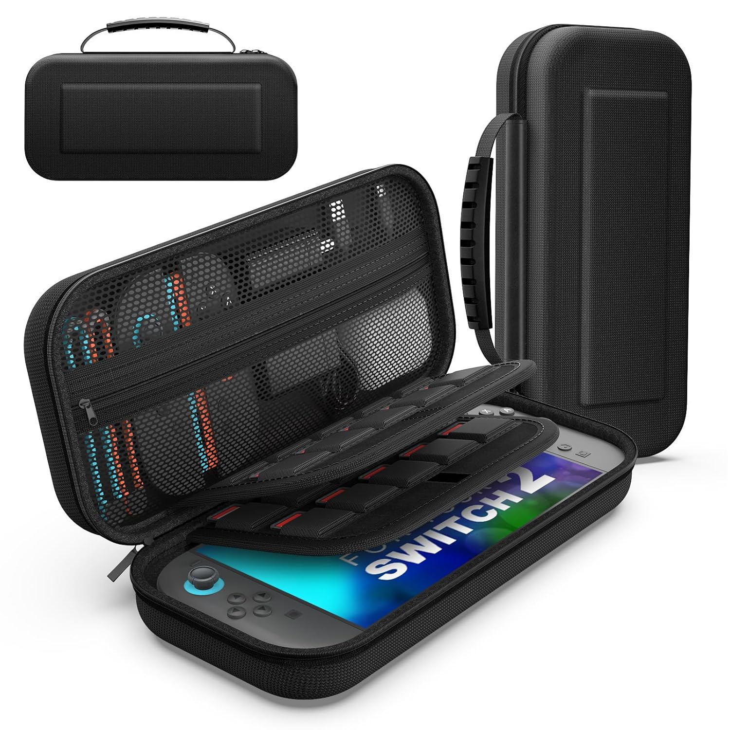 TiMOVO Portable Carrying Case for Nintendo Switch 2 2025, Large Capacity, Protective Hard Shell Travel Case Pouch for Switch 2 with 20 Game Card Slots and Pockets for Console & Accessories, Black