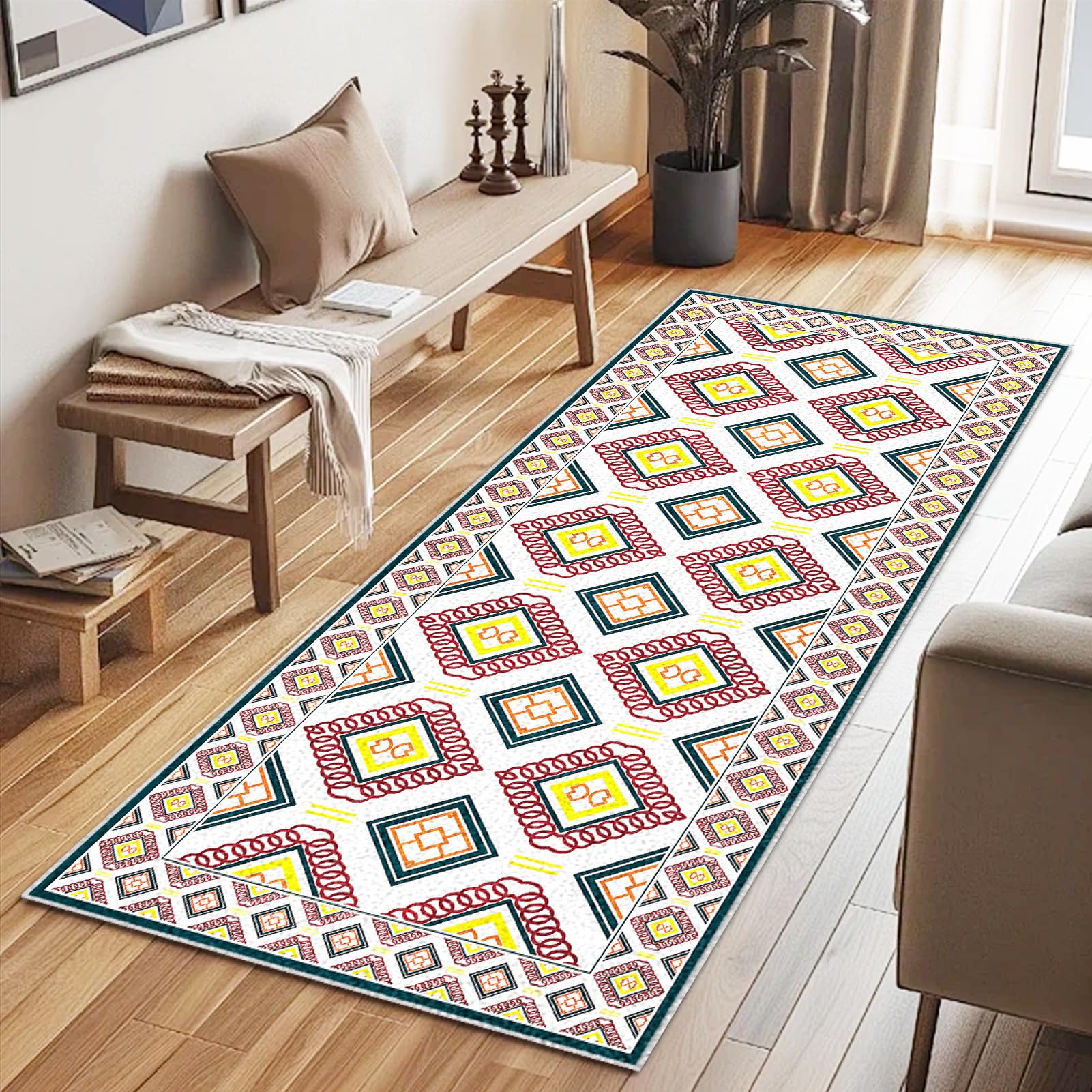 chodnik do korytarza, 70 x 450 cm, antypoślizgowy dywanik do korytarza, długi mata kuchenna, nadaje się do prania, dywan do korytarza, kuchni, z krótkim włosiem, dywanik nocny, dywanik wejściowy, mata