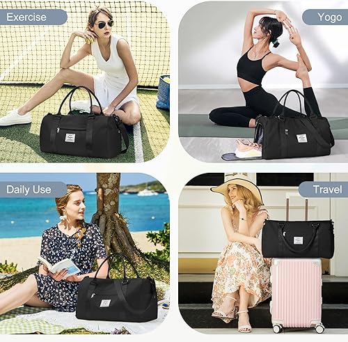 Miniatura 7 de Bolsa de gimnasio para mujeres y hombres con compartimento para zapatos, bolsa de lona deportiva para artículos personales, bolsas de viaje pequeñas