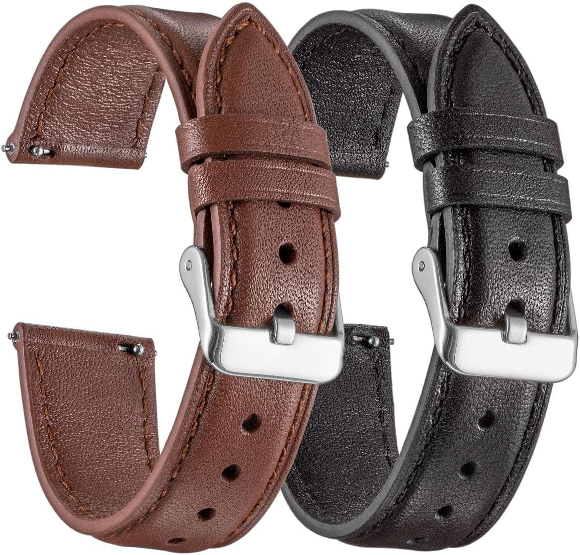 Galaxy Watch Active 2 Bands 2 Pack, Galaxy Watch 42mm Bands, Compatible with Samsung Watch Band 42mm,for Galaxy Watch Active 2 40mm/Active 2 44mm/Active, 20mm Men Women Straps(Black+Brown)