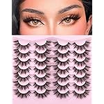 Eyelashes Natural Look Faux Mink Lashes 3D False Eyelashes Wispy Cat Eye Lashes Pack Strip Lashes by Kiromiro