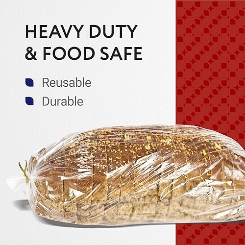 Miniatura 6 de IMPRESA Bolsas grandes de plástico para pan, paquete de 120, 8 x 4 x 18 pulgadas, protección resistente para pan casero y panes de masa madre -