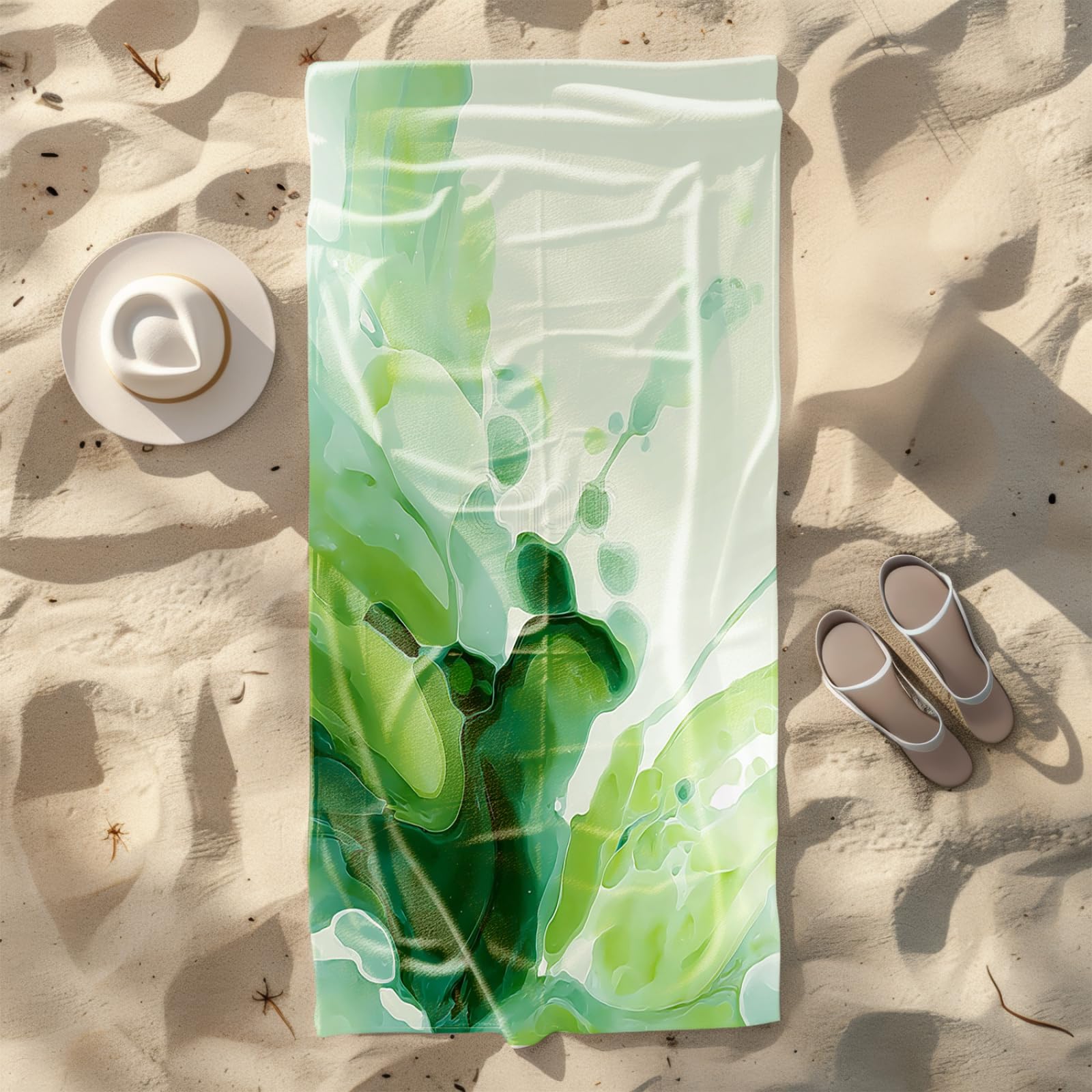 Générique Serviette Microfibre Plage Modèle Vert