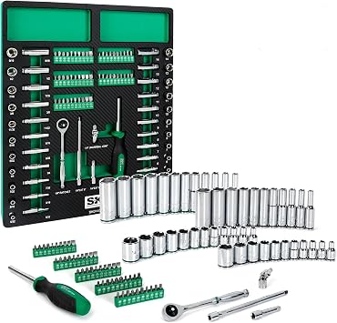SK Tools USA 1/4" Drive, 101 Piece, 6 Point, Shallow & Deep, SAE & Metric Chrome Socket Set with Bits | SK01454-216P