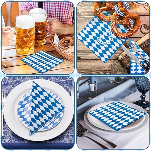Miniatura 7 de Whaline Paquete de 80 servilletas Oktoberfest de 6.5 x 6.5 pulgadas, servilletas de papel desechables para el Oktoberfest para el festival de