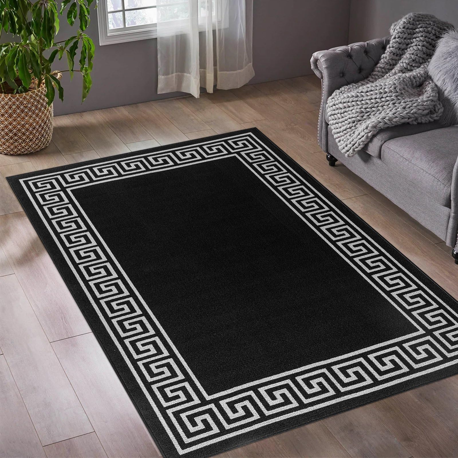 renoazul® Carpet Runners for Hallways Non-Slip Long & Wide Heavy-Duty Plain | 80 x 300 cm Super Absorbent Indoor Stair Carpet and Kitchen Anti-slip Floor Mats - Greeky Rug - Grey & Black — view 10