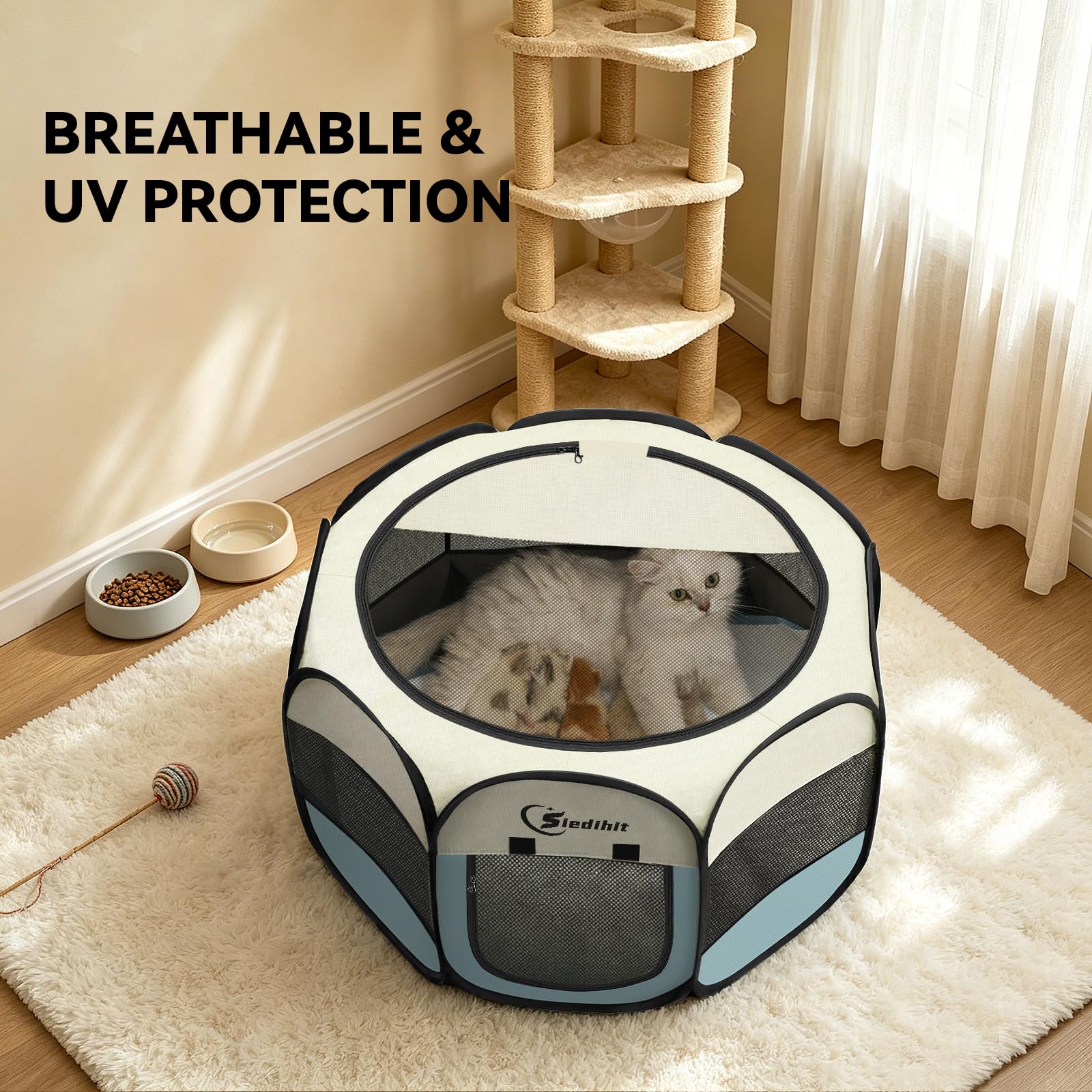 Siedihit Dog Cat Playpen - Portable Pet Enclosure -5