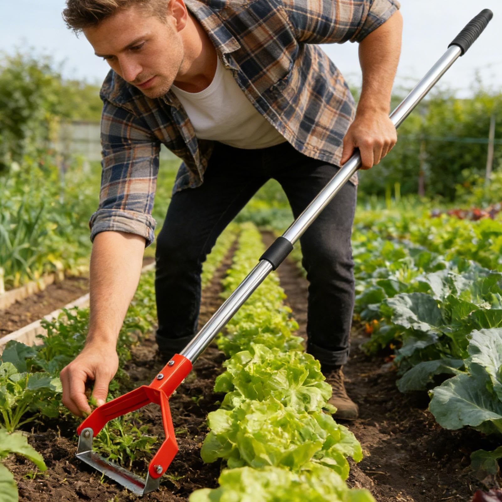 Generisch Azada | Rastrillo manual de alto rendimiento, azada de escarda para jardinería, para excavar, aflojar, pinchar bordes, surcos, patios, granjas, terrazas