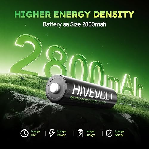 Miniatura 2 de Baterías AA recargables, 2800 mAh de alta capacidad, doble A, 1.2 V NiMH baja autodescarga, 16 unidades