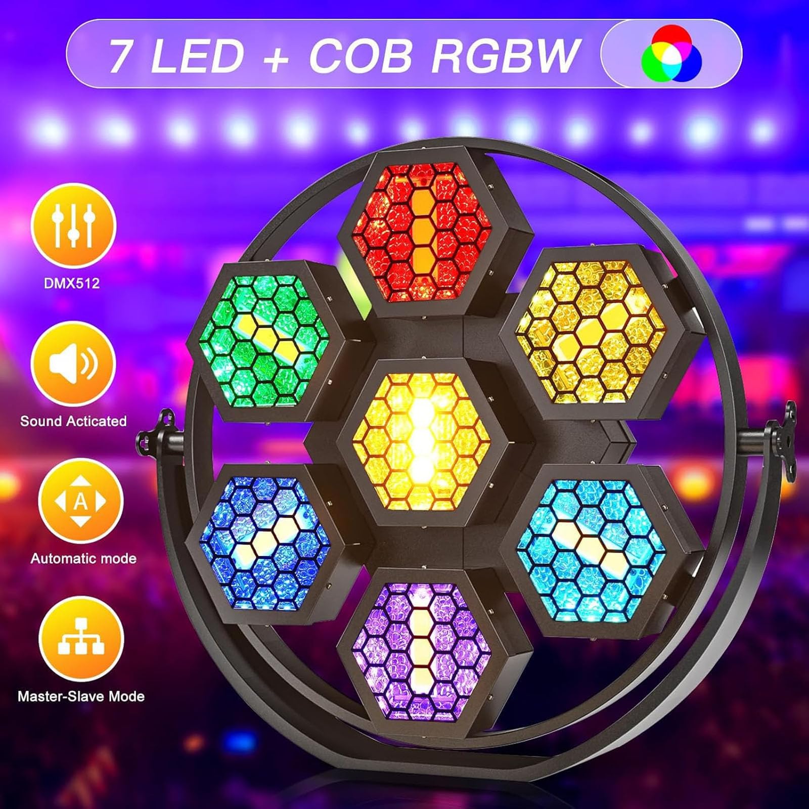 Luz de escenario LED de 350W con 7 cápsulas hexagonales retro