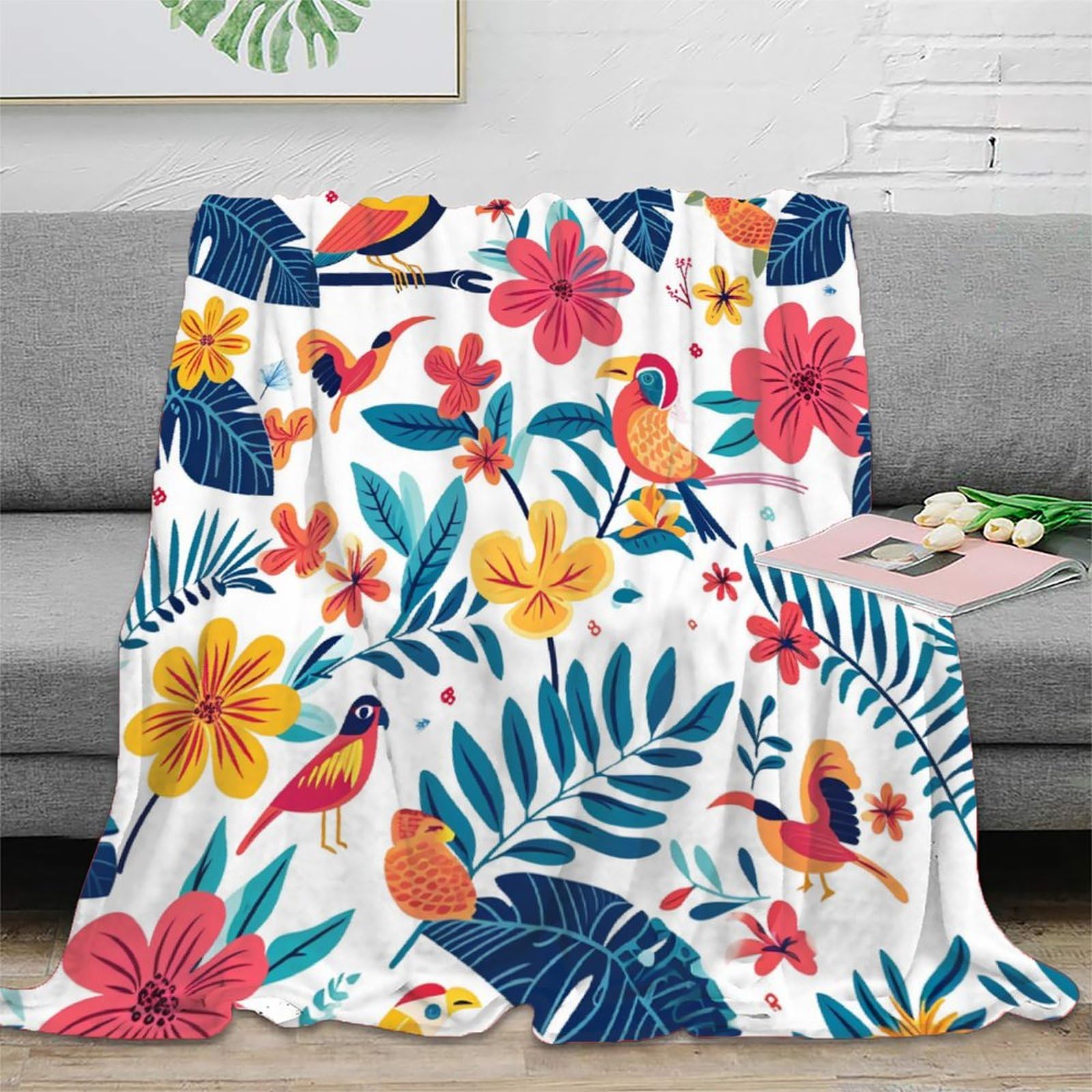 Couverture flanelle 3D oiseau pour ne plus avoir froid sur le canapé en hiver