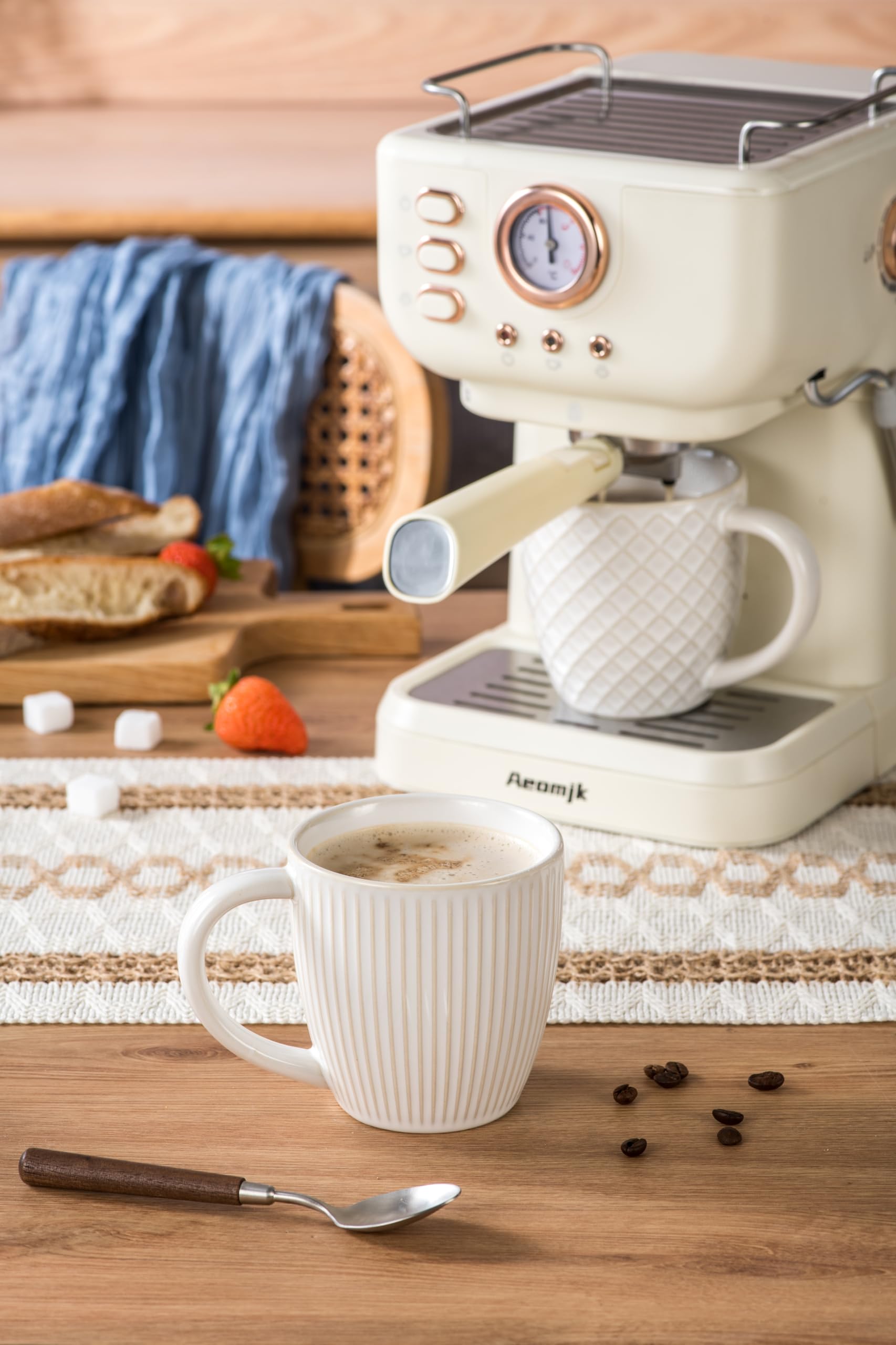 Holise - Juego de 4 tazas de café de cerámica de 14 onzas con asa, juego de tazas de cerámica en relieve para capuchino, latte, té, chocolate caliente y leche, regalos de inauguración de la casa, apto