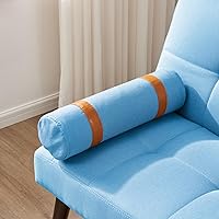 Vista 4 de HMFULE Sofá cama convertible con patas de madera maciza, tela de lino, moderno sofá futón tapizado ajustable para espacio de vida compacto, azul