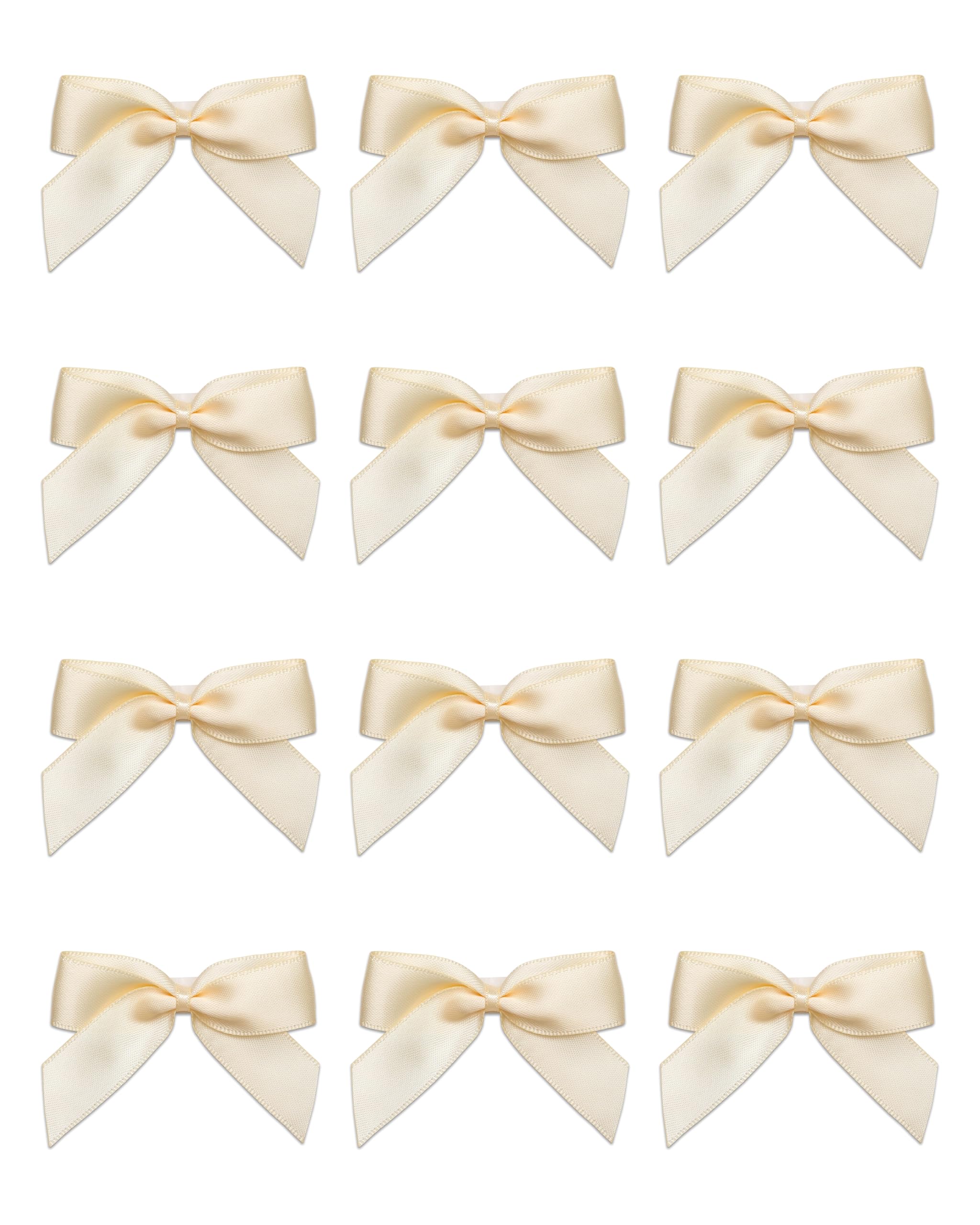 Italian Options Small Satin Ribbon Bows, Self Adhesive Bow Decorations for Crafts, Gift Wrap, Hampers, Hair Bows, Wedding Stationery, Floristry, Christmas, Cakes, Crafting, Cream, 24 Pack, 5 cm — image 1