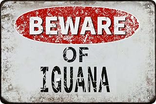 Beware of Iguana vintage Metal Tin Sign Retro Funny Tin Sign For Wall Decor—8" x 12"—Iguana