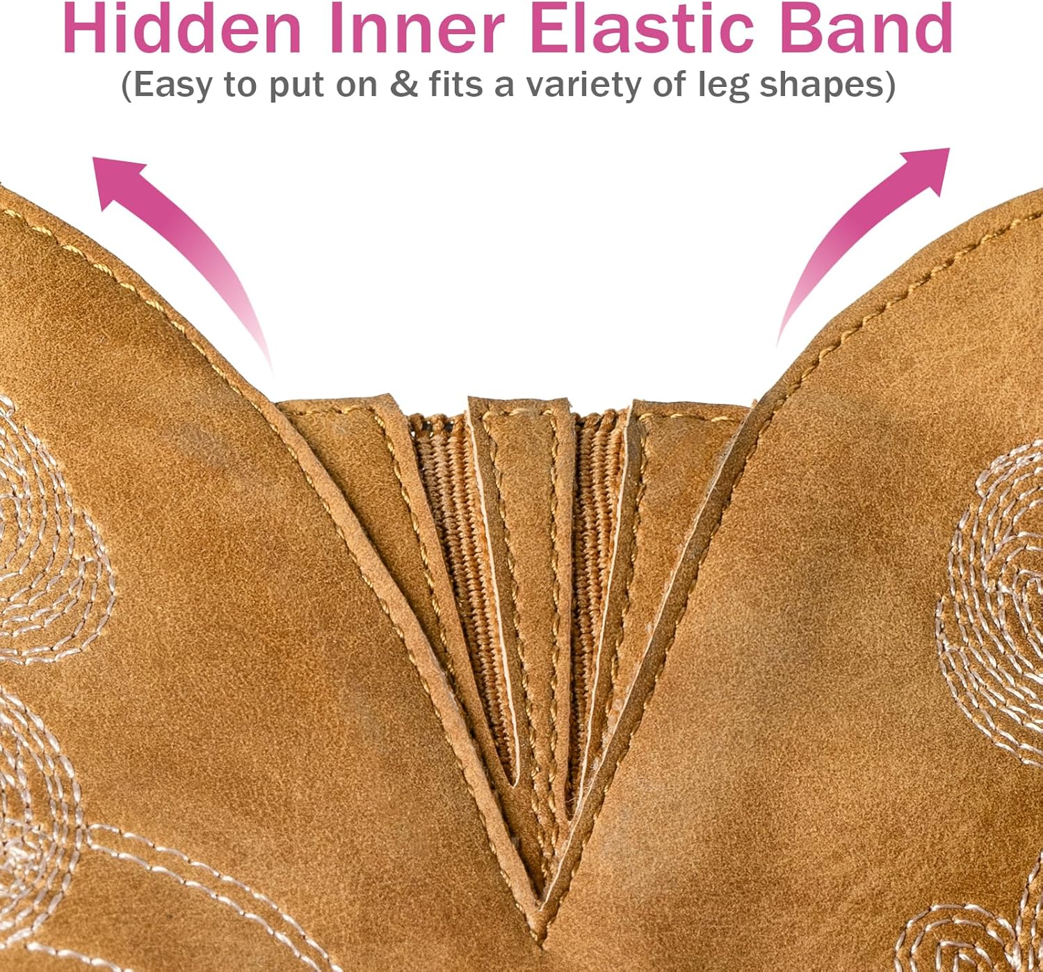 SheSole Wide Calf Cowboy Boots Women - Bold Cowgirl Western Square Toe, Hidden Stretch Panel & Cushioned Insole for Confident Fit - Image 6