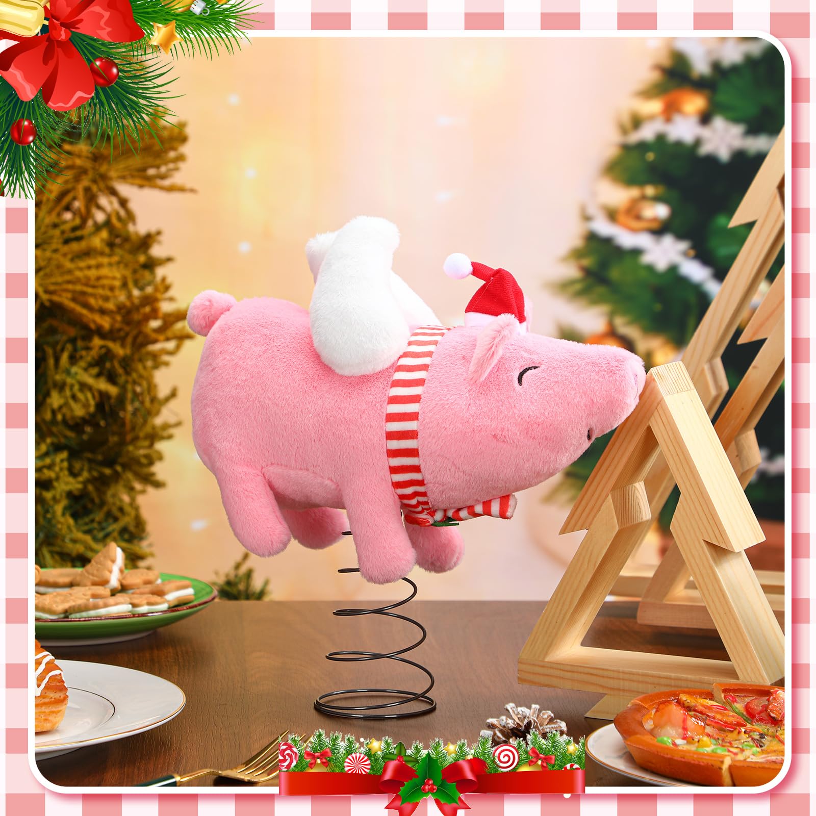 Gejoy Cimier de sapin de Noël en forme de cochon volant pour sapin de Noël, cochon volant rose, vacances d'hiver, décoration d'intérieur