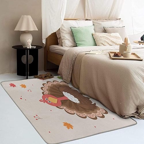 Miniatura 3 de Alfombra de Acción de Gracias de 2 x 3 pies, alfombra de área de pavo, alfombras de hojas de otoño para entrada, sala de estar, dormitorio, alfombra