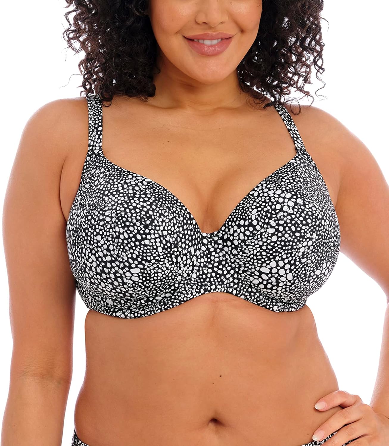 Elomi Pebble Cove Plunge Underwire Bikini Top (ES801102),34G,Black