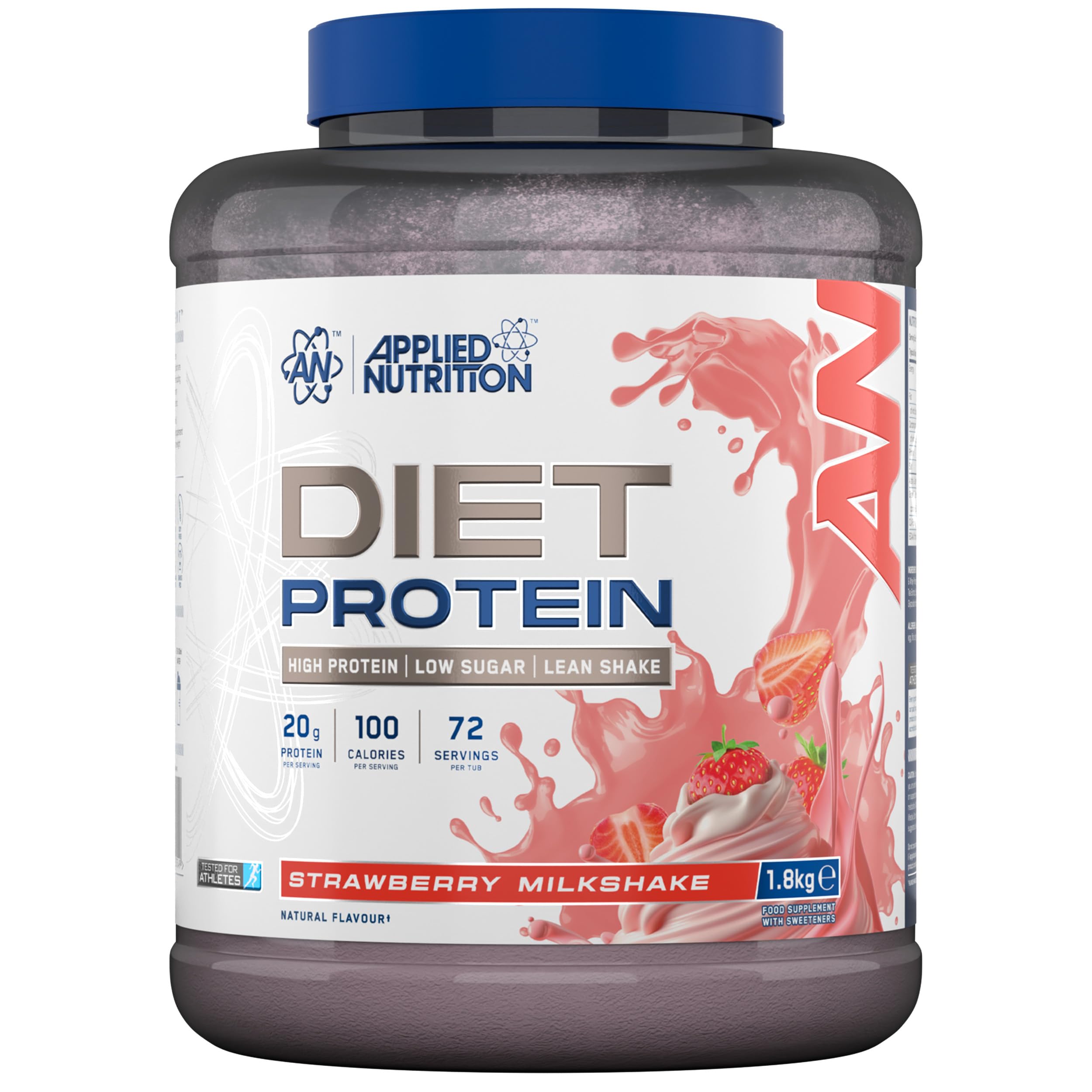 Applied Nutrition Diet Whey - High Protein Powder Supplement, Low Carb & Sugar, for Weight Management with CLA, L Carnitine, Green Tea (1.8kg - 72 Servings) Parent (Strawberry)