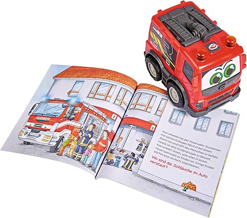 Miniatura 2 de DICKIE TOYS 203812009 ist WasFeuerwehrhr - Brigada de bomberos Volvo Rosenbauer con rueda libre, incluye libro de libro, resistente al color y a la