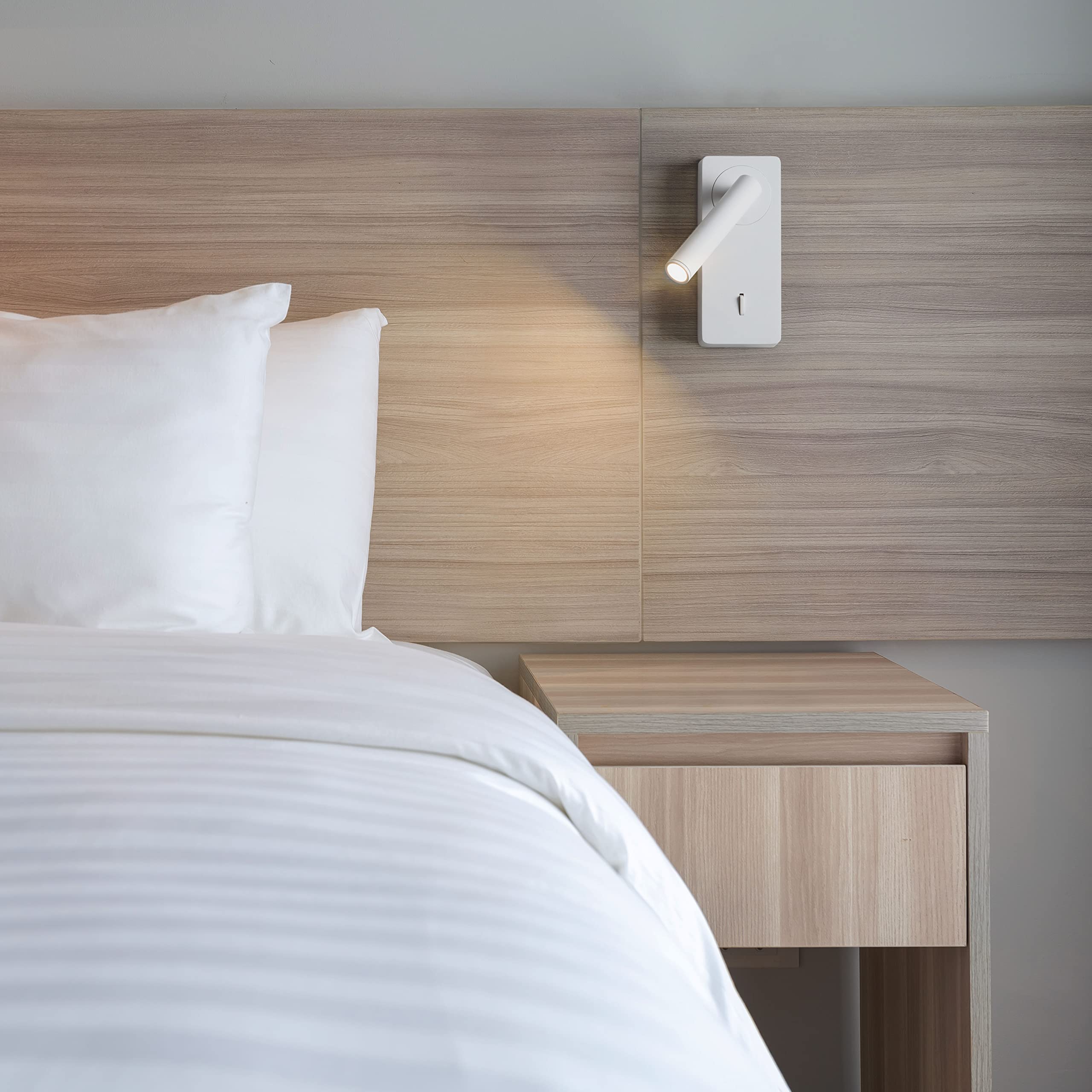FORLIGHT Luz de Lectura LED para Dormitorio - Luz Cálida 3000K con Interruptor, Aplique de Pared para Cabecero de Cama, Blanco, Iluminación Interior Eficiente y Elegante