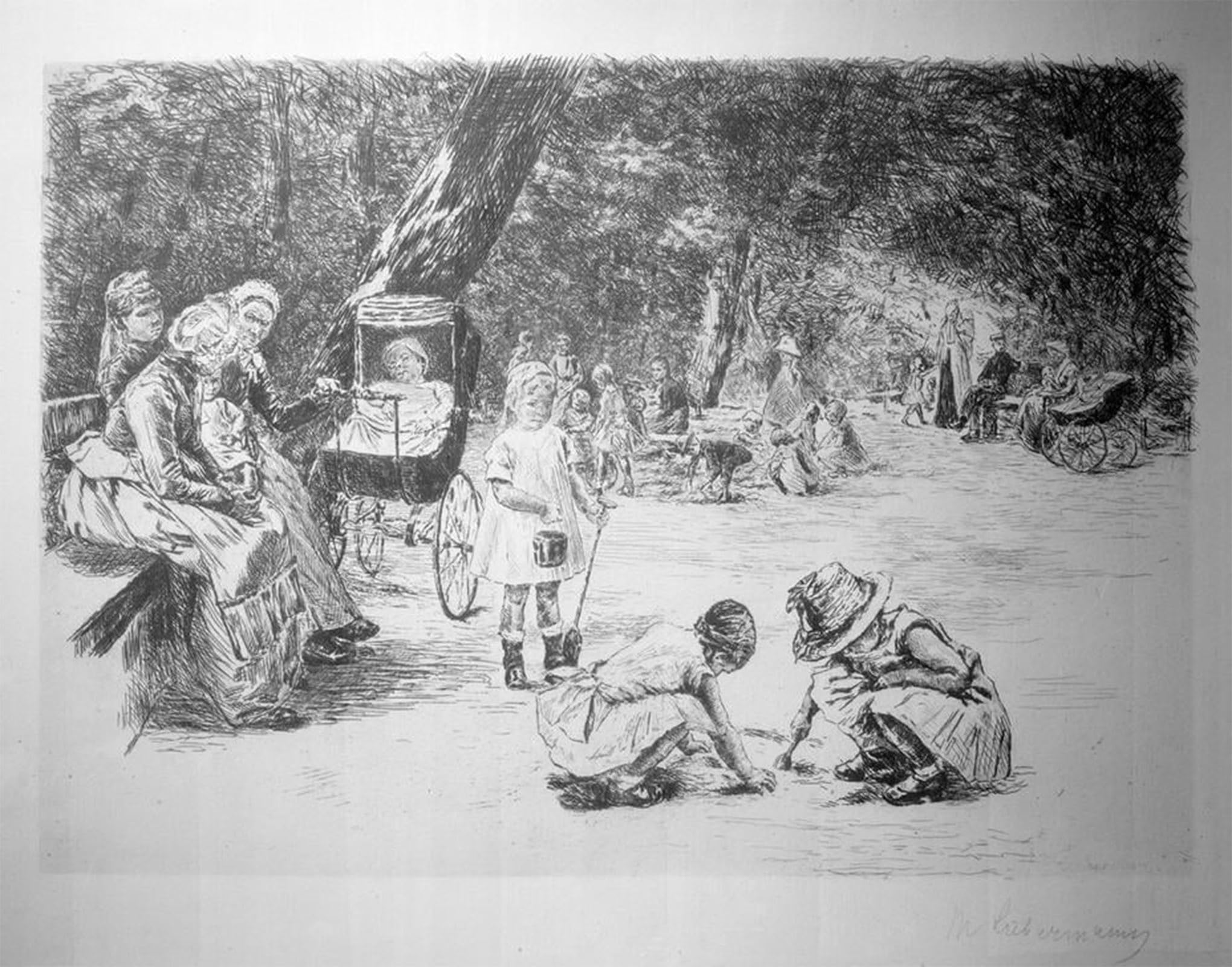 ARTXLXXBN Famous Prints Artwork Pictures Poster Painting Art Playing children by Max Liebermann Artwork Landscape Pictures for Home Decor 60x90cm