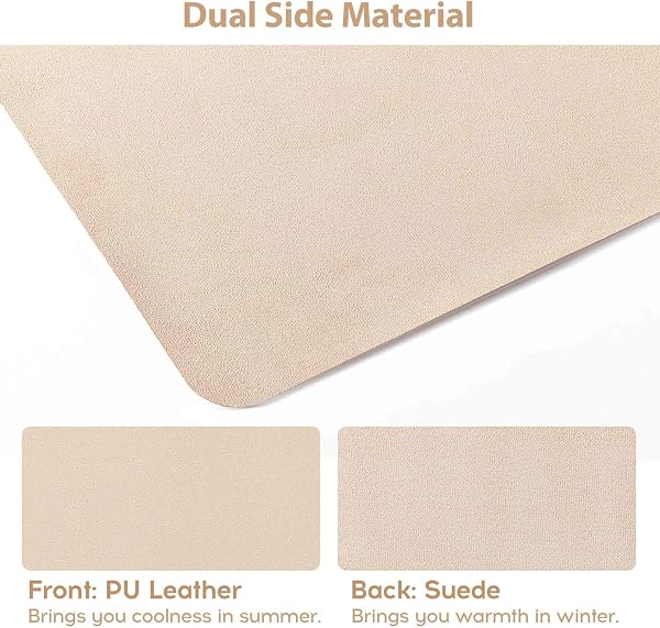 Tapis de Souris Grand Prolongé Mouse Pad Mat XXL sous Main Bureau en Cuir Tapis de Portable Pad Écriture pour Bureau/Domicile/Gaming, PU Étanche + Suède Antidérapant 90 x 43 cm (Beige) - 2